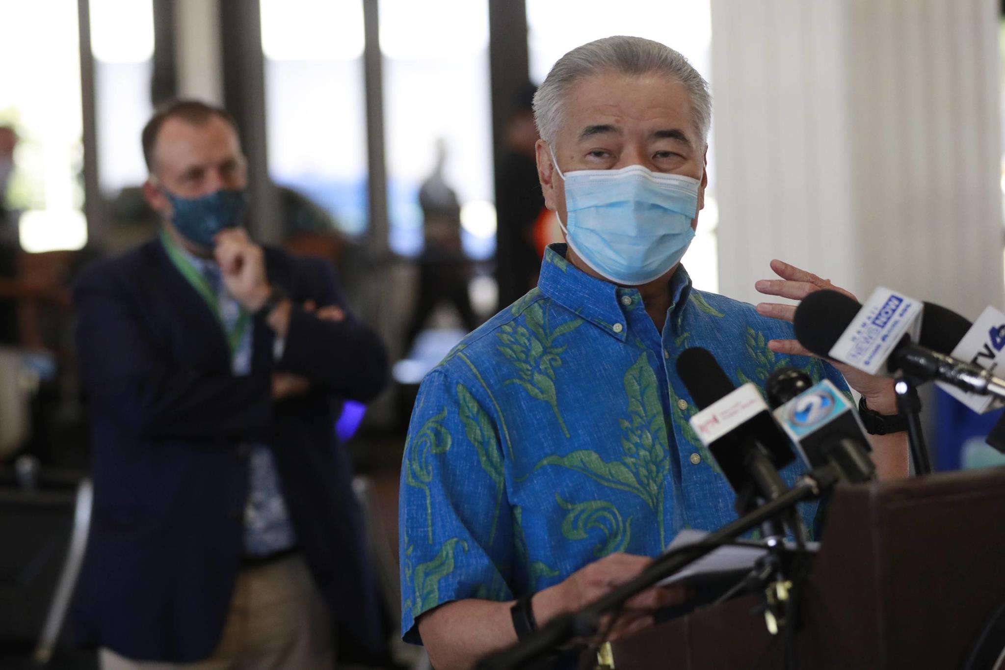 Hawaii Gov. David Ige speaks at a news co<em></em>nference at the Daniel K. Inouye Internatio<em></em>nal Airport, last Thursday in Honolulu. A new travel testing program that will allow visitors who test negative for COVID-19 to come to Hawaii and avoid two weeks of mandatory quarantine has recently gone into effect. | AP